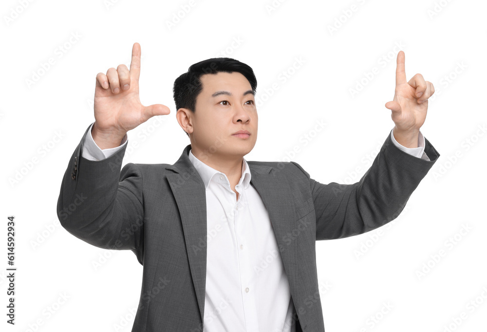 Businessman in suit posing on white background Businessman in suit posing on white background