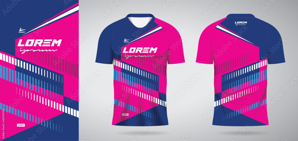 blue pink sports jersey template for soccer uniform shirt design	