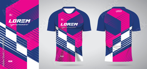 blue pink sports jersey template for soccer uniform shirt design	