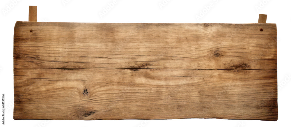 Obraz premium Close up of an empty wooden sign isolated.