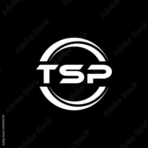 TSP letter logo design with black background in illustrator, vector logo modern alphabet font overlap style. calligraphy designs for logo, Poster, Invitation, etc. photo
