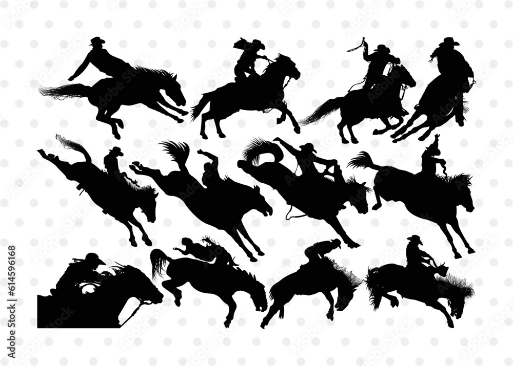 Vetor de Rodeo Silhouette, Rodeo SVG, Bull Rider Svg, Horse Svg, Rodeo ...