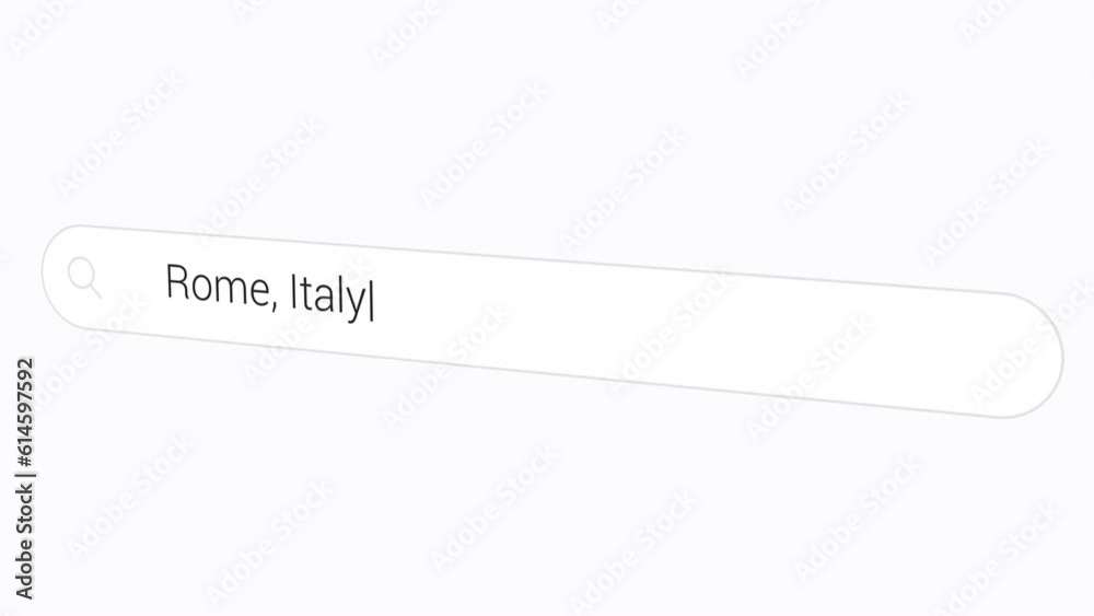 Computer Search Bar - Typing Rome, Italy On Search Field. - closeup Computer Search Bar - Typing Rome, Italy On Search Field. - closeup