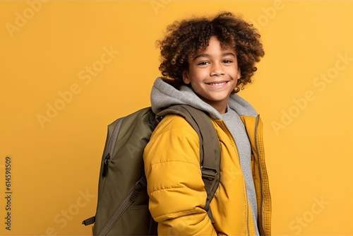 a boy with bagpack photo