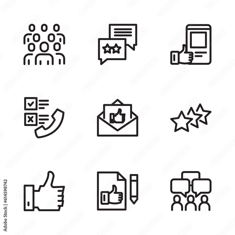 set icon line feedback, rating. vector illustration set icon line feedback, rating. vector illustration