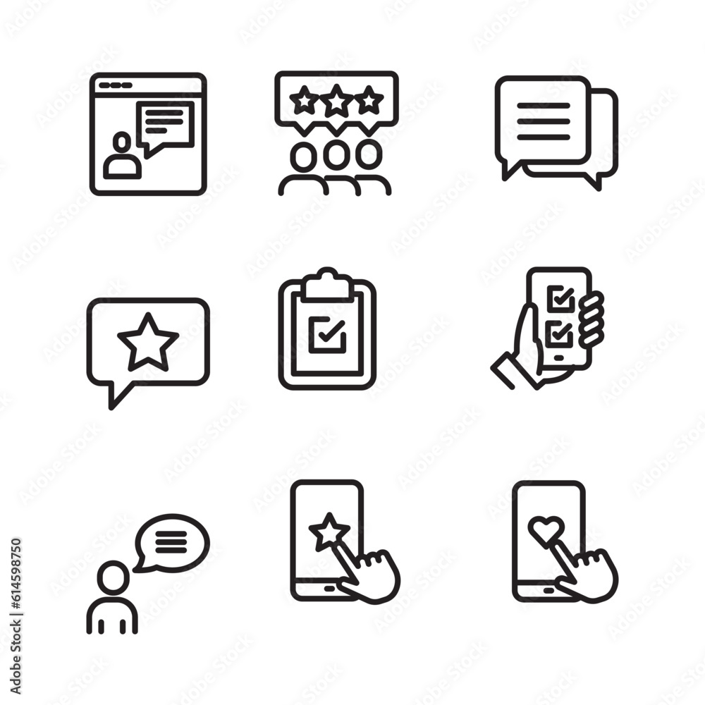 set icon line feedback, rating. vector illustration set icon line feedback, rating. vector illustration