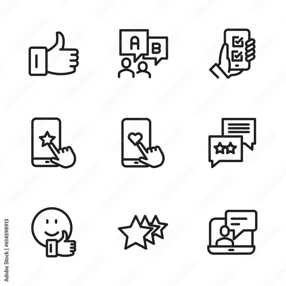 set icon line feedback, rating. vector illustration set icon line feedback, rating. vector illustration