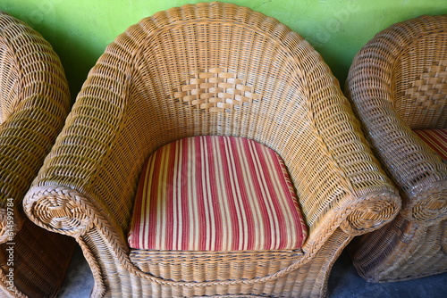 Light brown rattan chairs are durable and sturdy furniture.