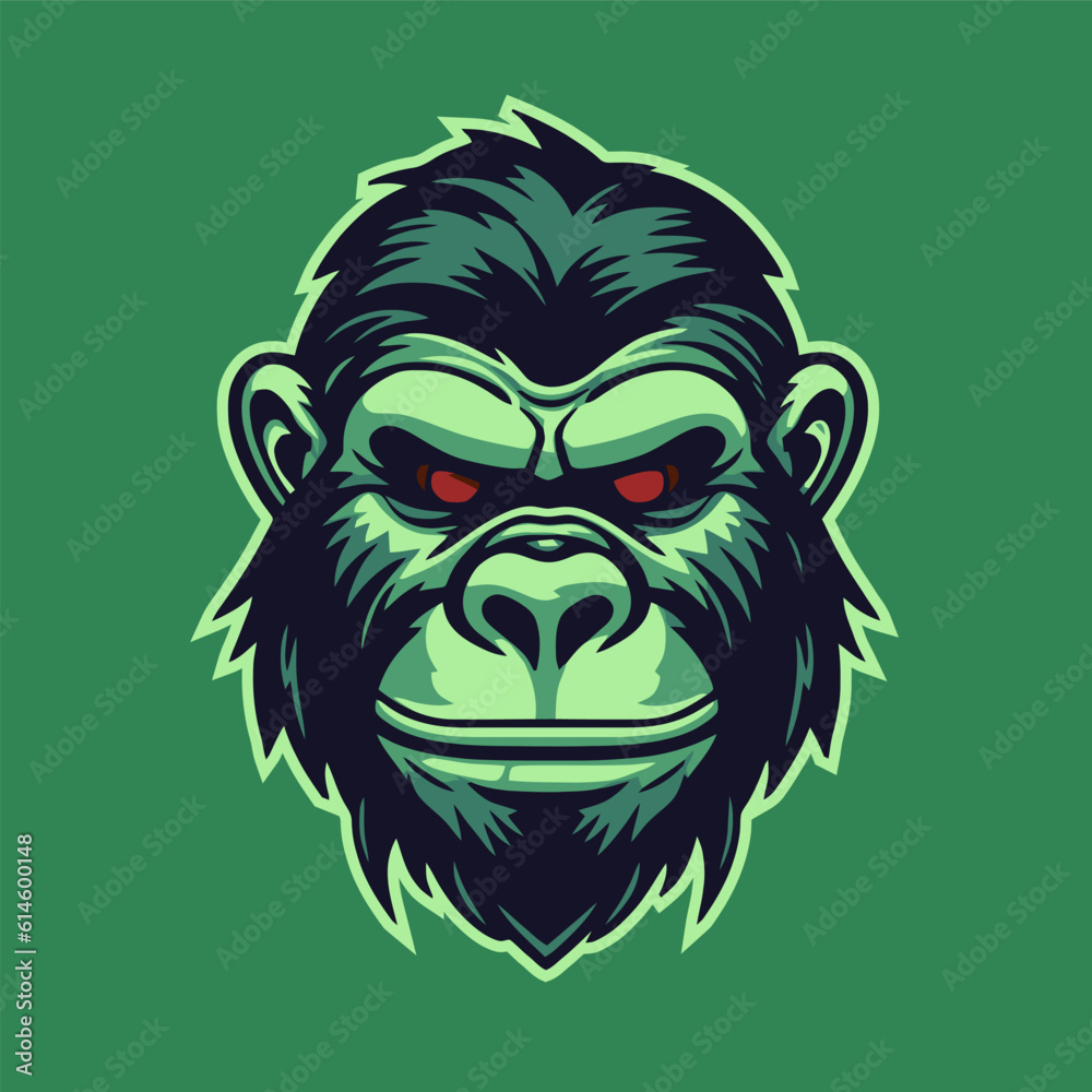 Toxic monkey Gorilla head logo mascot, for tshirt, cover, esport, badge, emblem