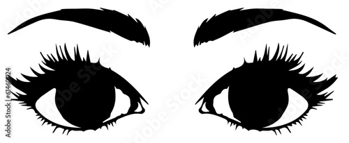 A pair of eye vector with eyelashes and eyebrows vector graphic.