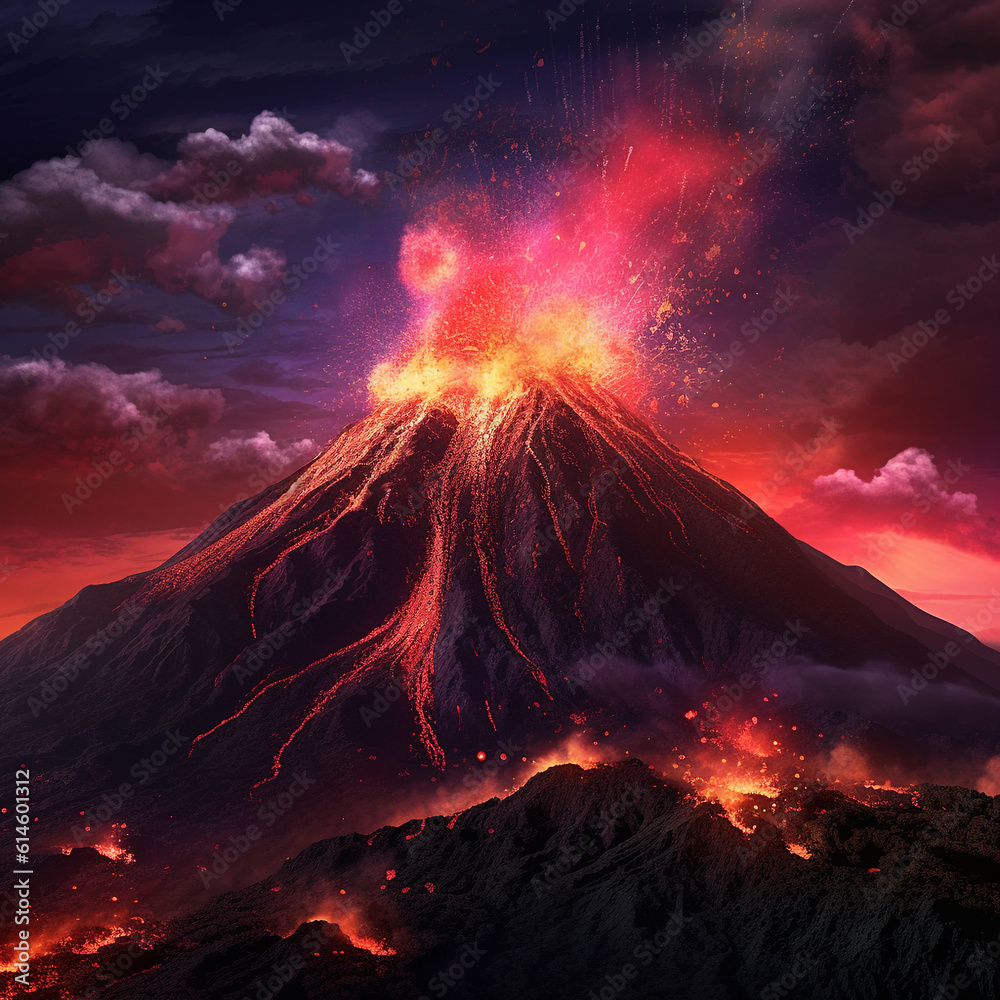 A Big Volcano Eruption AI Photography
