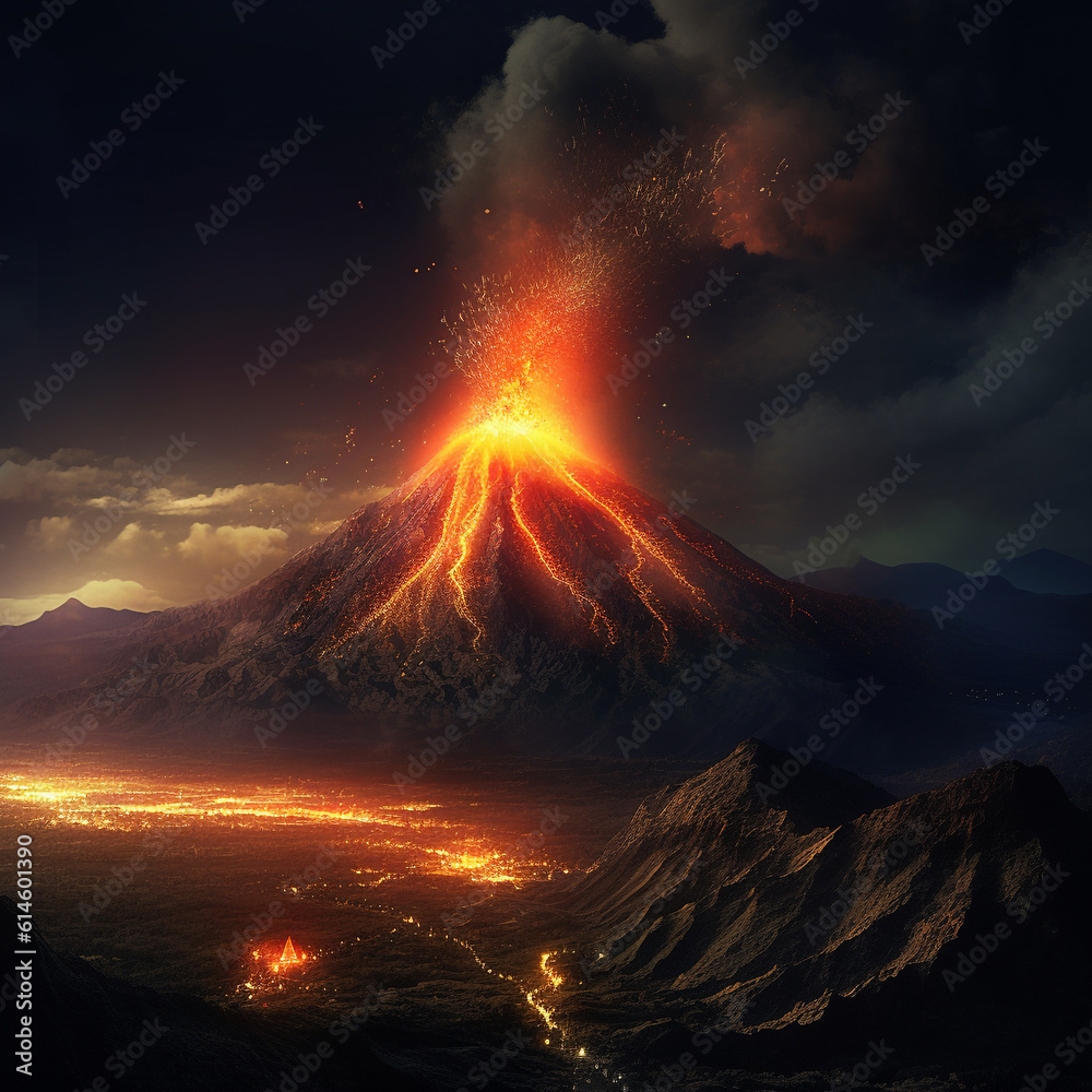 A Big Volcano Eruption AI Photography