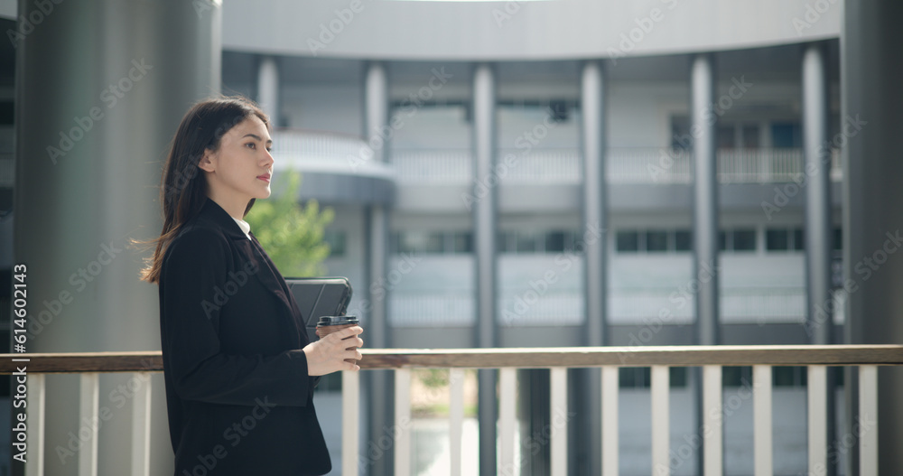 Young asian business woman hurry walking in rush hour, Young asian business woman hurry walking in rush hour,