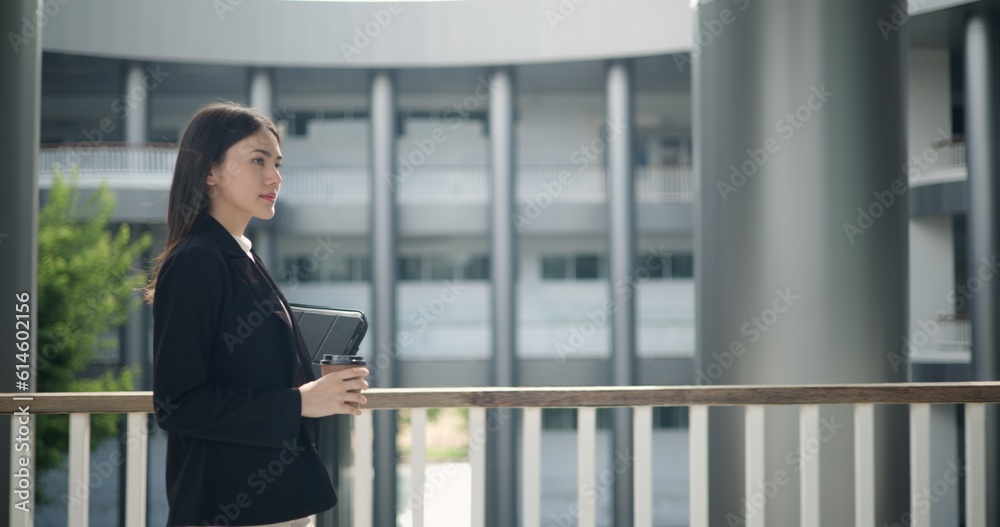 Young asian business woman hurry walking in rush hour, Young asian business woman hurry walking in rush hour,