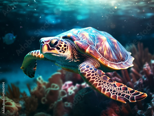 Close-up photo of Turtle on sea