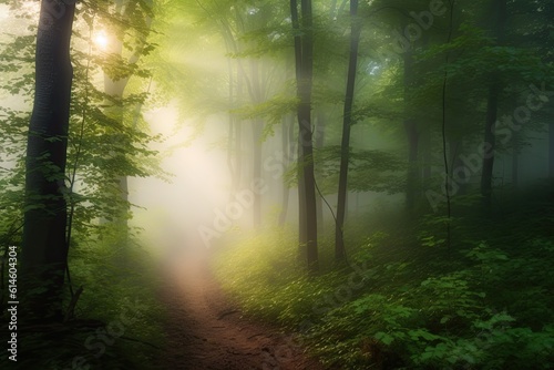 Misty morning in the forest. © hugo