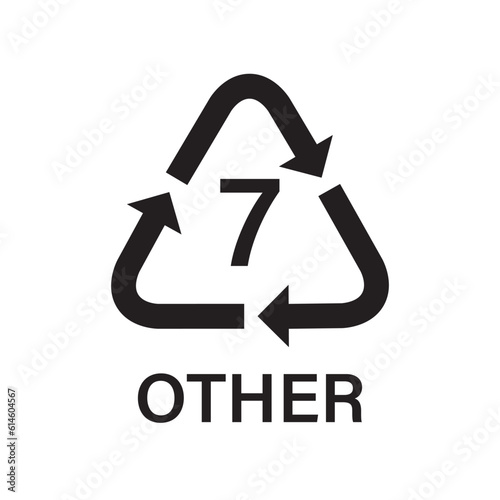Plastic recycling symbol OTHER 7 vector icon. Plastic recycling code OTHER 7.

