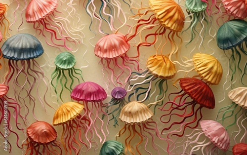 Warm pastel colours pattern jellyfish.