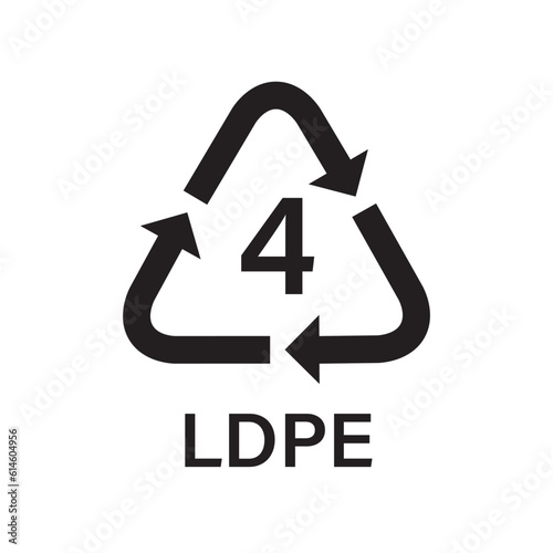 Plastic recycling symbol LDPE 4 vector icon. Plastic recycling code LDPE 4.