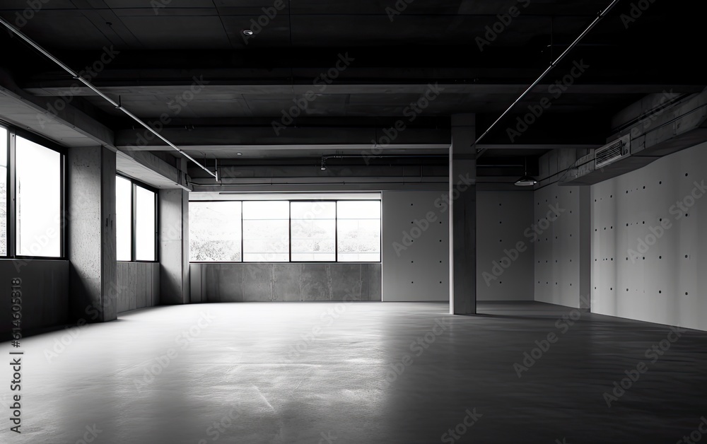 Empty warehouse in a building.