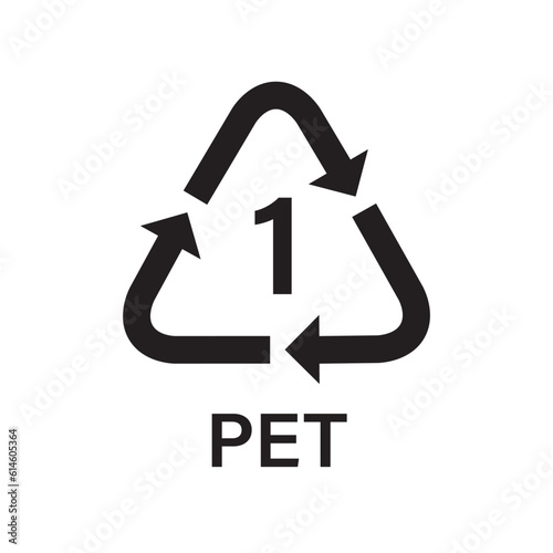 Plastic recycling symbol PET 1 vector icon. Plastic recycling code PET 1.