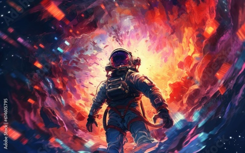 Lonely Astronaut in deep space.