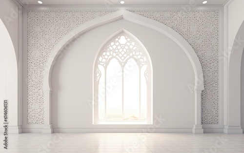 Arabic  Islamic style wall design with arch and Arabic pattern. 