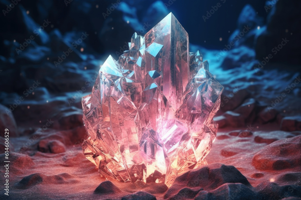 Beautiful Amazing Pure Pink Quartz Aqua Aura Crystal Cluster Gemstone Mineral extreme closeup. Generative AI Beautiful Amazing Pure Pink Quartz Aqua Aura Crystal Cluster Gemstone Mineral extreme closeup. Generative AI