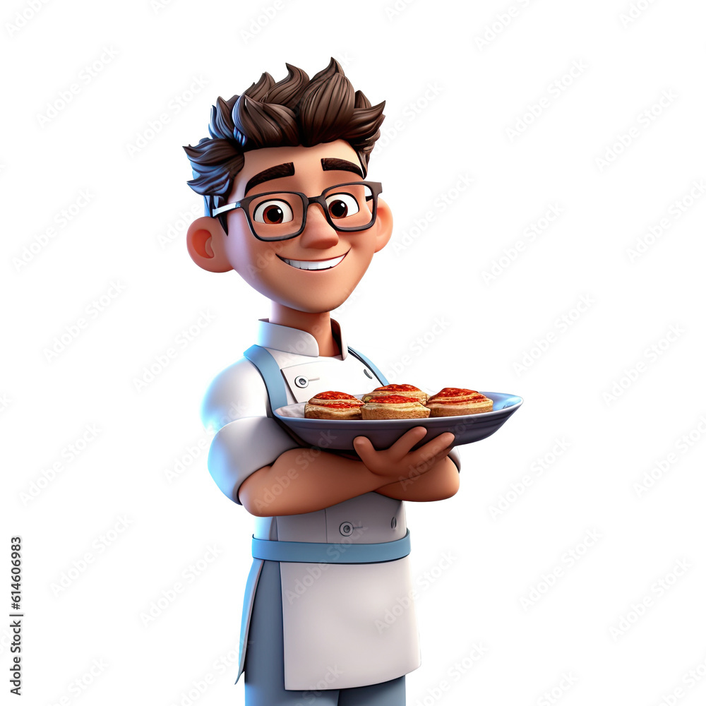 Cute cartoon chef character on transparent background. Generative AI ...