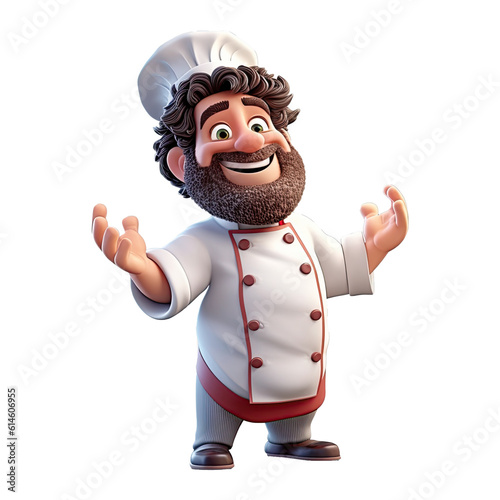 Cute cartoon chef character on transparent background. Generative AI