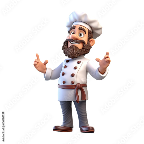 Cute cartoon chef character on transparent background. Generative AI