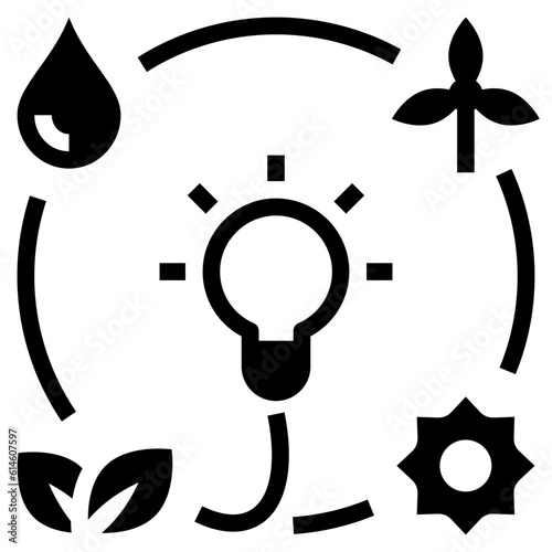 renewable energy glyph style icon