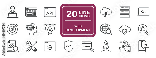 Web development line icons. Editable stroke. For website marketing design, logo, app, template, ui, etc. Vector illustration.