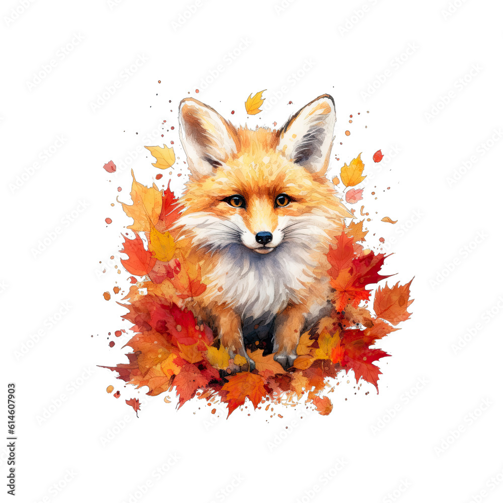 Fototapeta premium Flicker is a mischievous orange fox with fiery red fur and a sly grin.