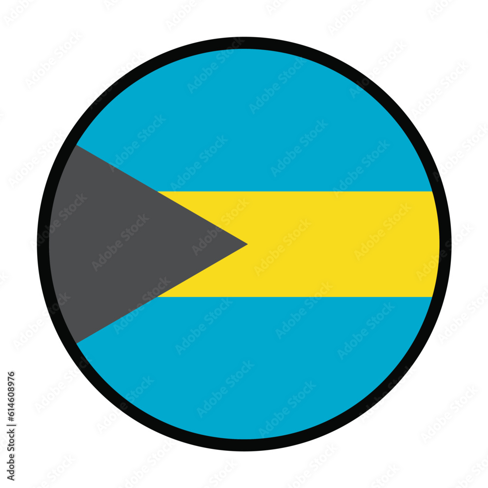 Round Bahamas flag, flat vector logo icon. Simple vector button flag of Bahamas. Round Bahamas flag, flat vector logo icon. Simple vector button flag of Bahamas.