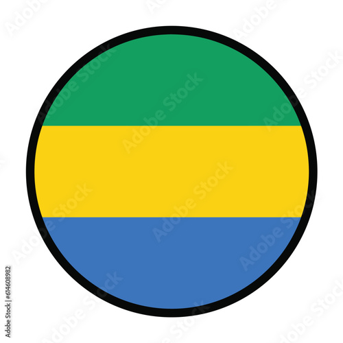 Round Gabon flag  flat vector logo icon. Simple vector button flag of Gabon. 
