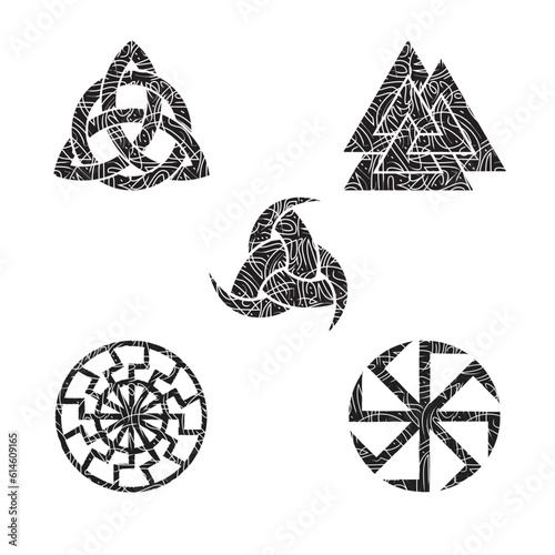 Scandinavian viking pattern symbols set