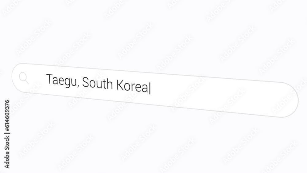 Typing Taegu (Daegu), South Korea In Computer Browser. Apple City. closeup Typing Taegu (Daegu), South Korea In Computer Browser. Apple City. closeup