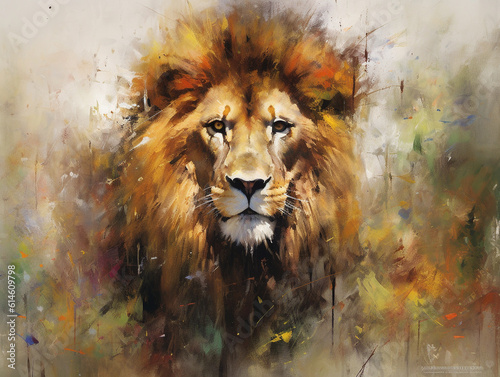 An Impressionist Painting of a Lion   Generative AI