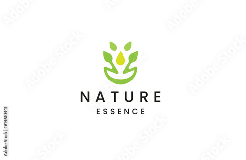 Nature leaf essence oil logo icon design template flat vector