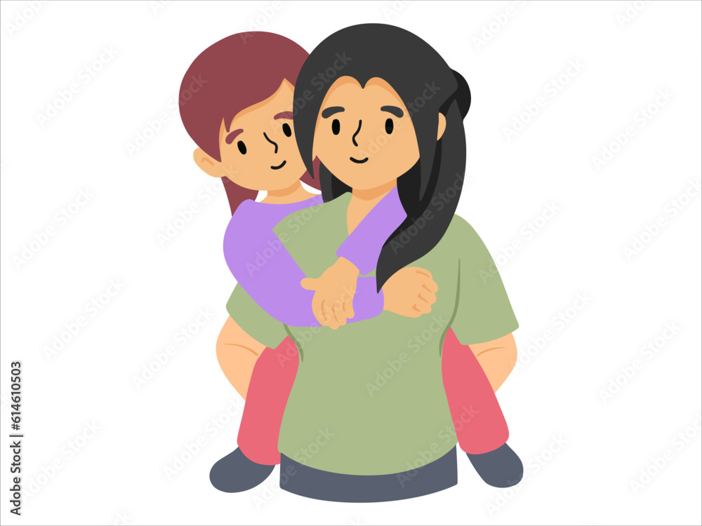 Mom holding child or avatar icon illustration Mom holding child or avatar icon illustration