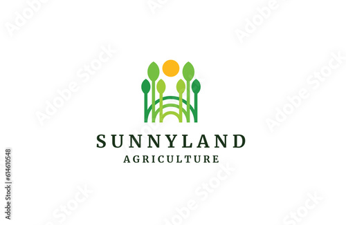 Farm agriculture logo icon design template flat vector