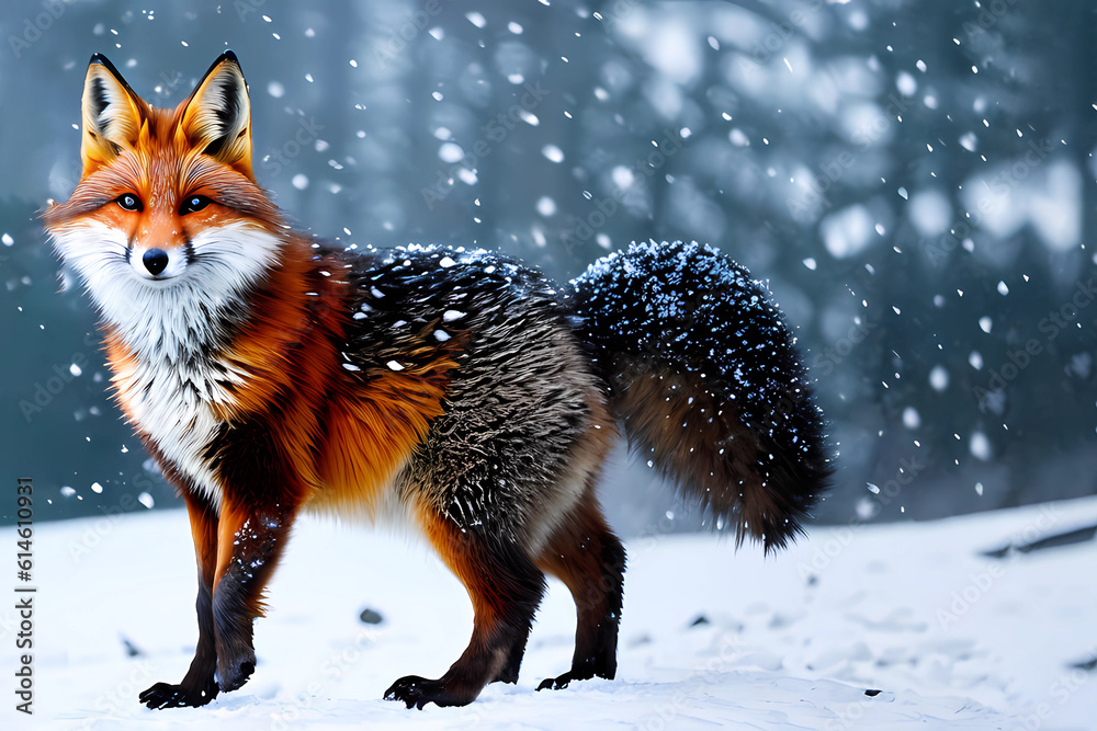 Red Fox Adventure in the Wintry Landscape Red Fox Adventure in the Wintry Landscape