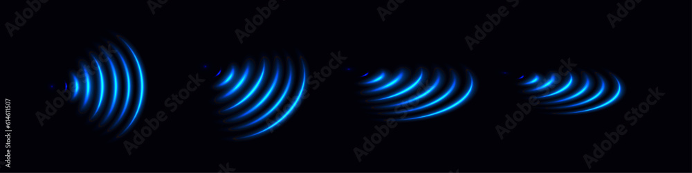 Wi-Fi light effect, Blue glowing signal sensor waves internet wireless connection. Wireless technology digital radar or sonar with glowing light effect. Vector Wi-Fi light effect, Blue glowing signal sensor waves internet wireless connection. Wireless technology digital radar or sonar with glowing light effect. Vector