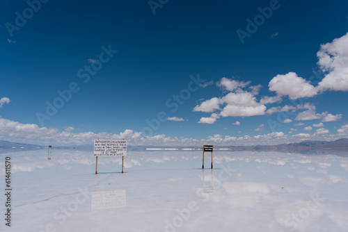 Wallpaper Mural Blue cloudy sky covering a white salty desert in Salinas Grandes, Argentina Torontodigital.ca