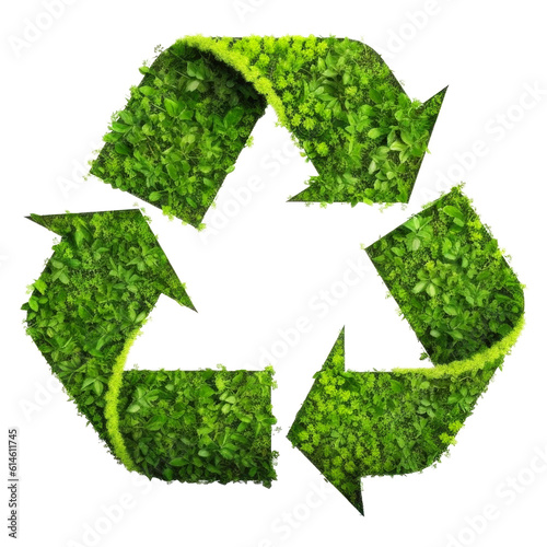 Recycle Icon Symbol in Plants Nature Isolated on Transparent Background - Generative AI 