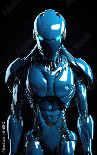 Portrait of half AI robot and humanoid