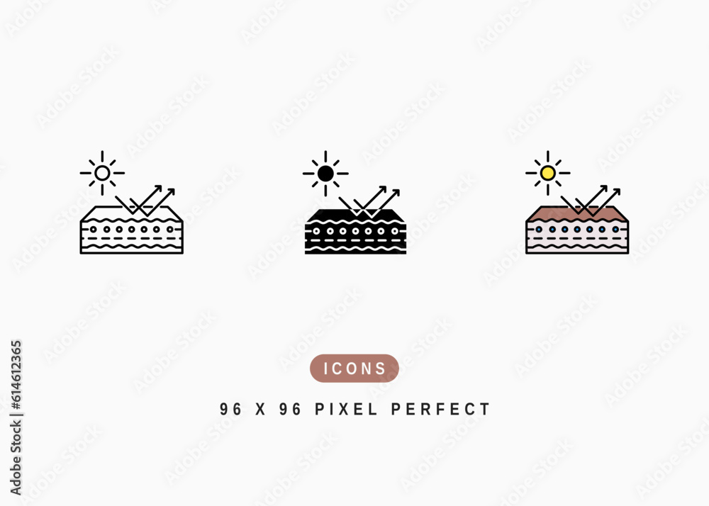 Sun Protection Icon. Sunscreen UV Radiation Symbol Stock Illustration. Vector Line Icons For UI Web Design And Presentation Sun Protection Icon. Sunscreen UV Radiation Symbol Stock Illustration. Vector Line Icons For UI Web Design And Presentation