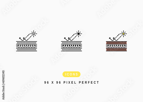 Sun Protection Icon. Sunscreen UV Radiation Symbol Stock Illustration. Vector Line Icons For UI Web Design And Presentation