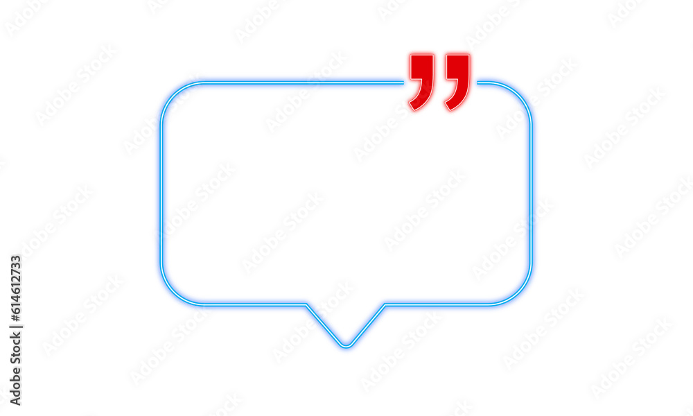 Fototapeta premium Message speech bubble neon glow style frame isolated on transparent background